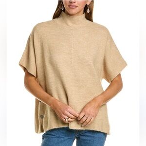 XCVI Women's Size M Beige Mock Neck Poncho Sweater Button Side Pullover NWT